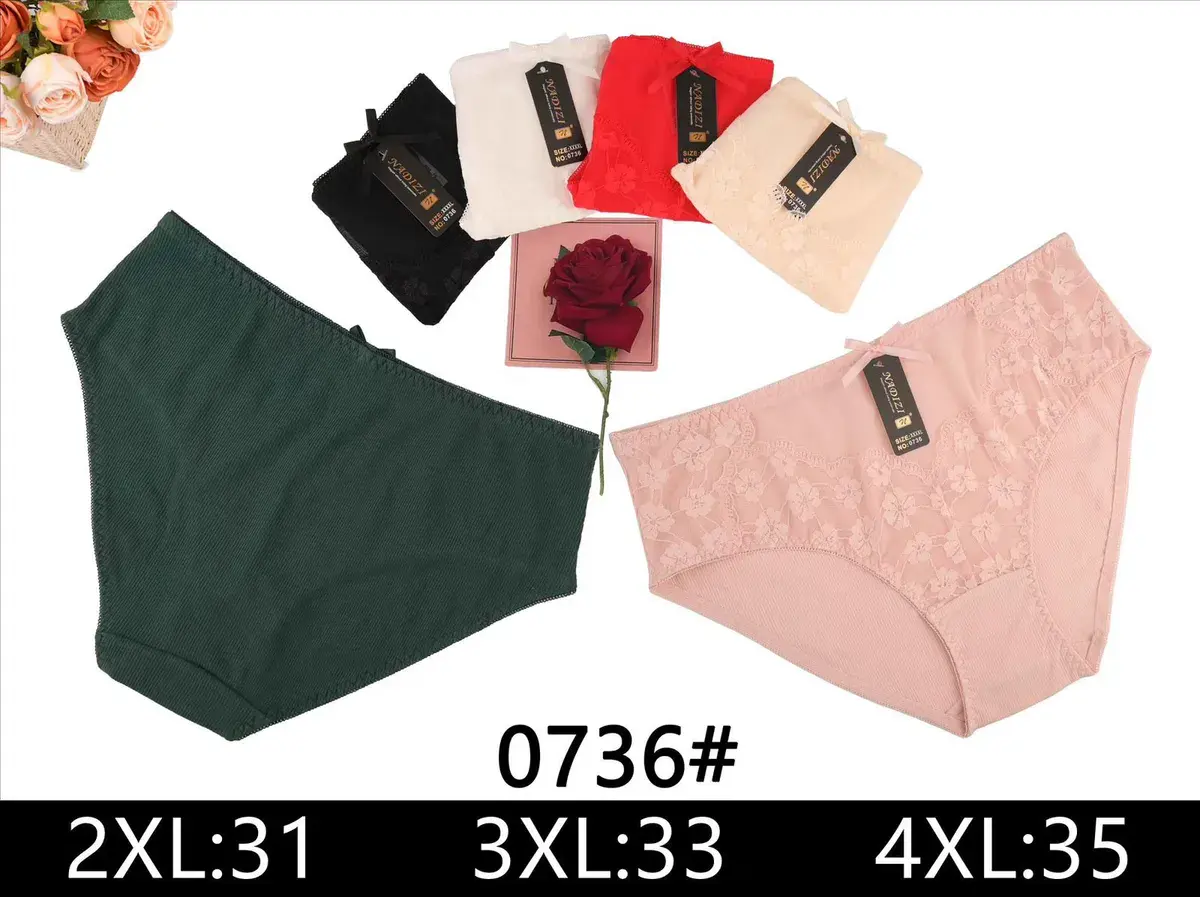 Majtki Bawełniane z Koronką Damskie 4XL Różowe