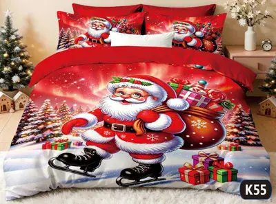 Komplet pościeli 5D MILANO czerwony 200x220 cm świąteczny motyw