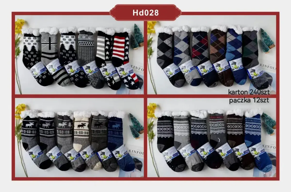 Zestaw 24 par ciepłych skarpet zimowych z futerkiem Hd028