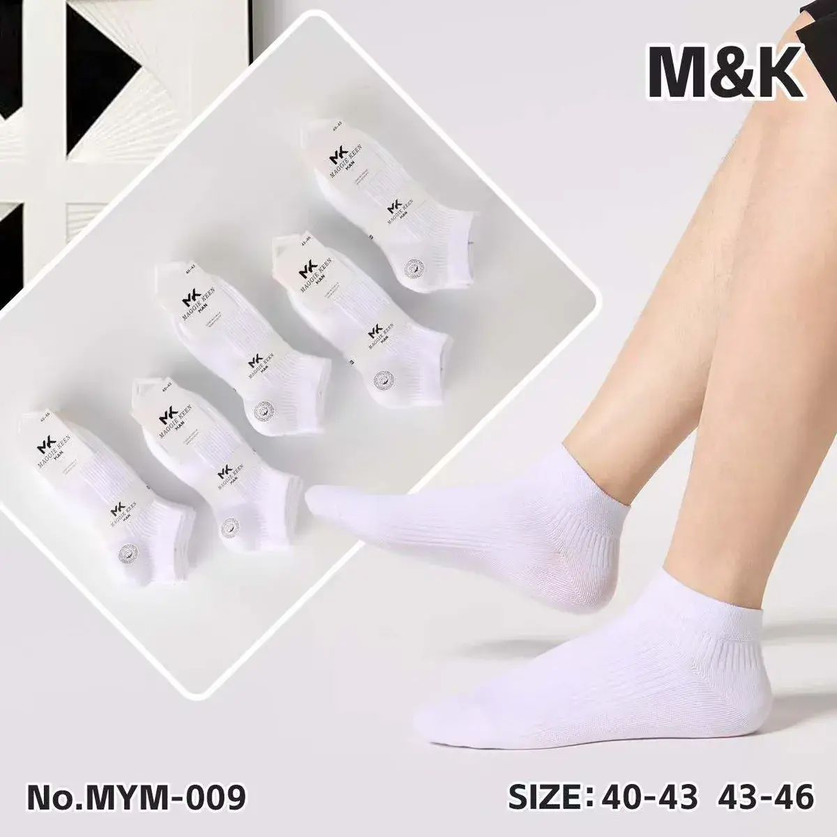 Skarpetki M&K białe niskie rozmiar 40-46 MYM-009