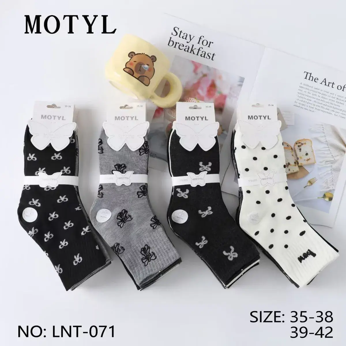 Skarpetki damskie MOTYL wzory motyl i kropki 35-42