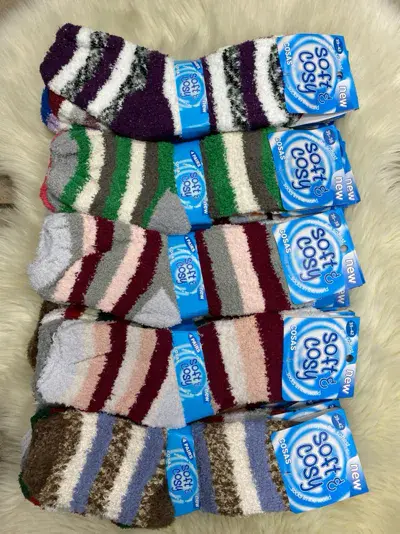 Miękkie skarpetki Soft & Cosy w paski, mix kolorów, rozmiar uniwersalny