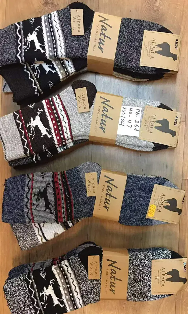 Skarpety Alpaca Wollie Natur wzory zimowe 40-47 mix kolorów