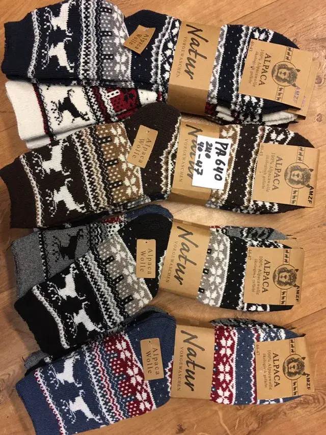 Skarpety Alpaca Wool Natur wzór norweski mix kolorów