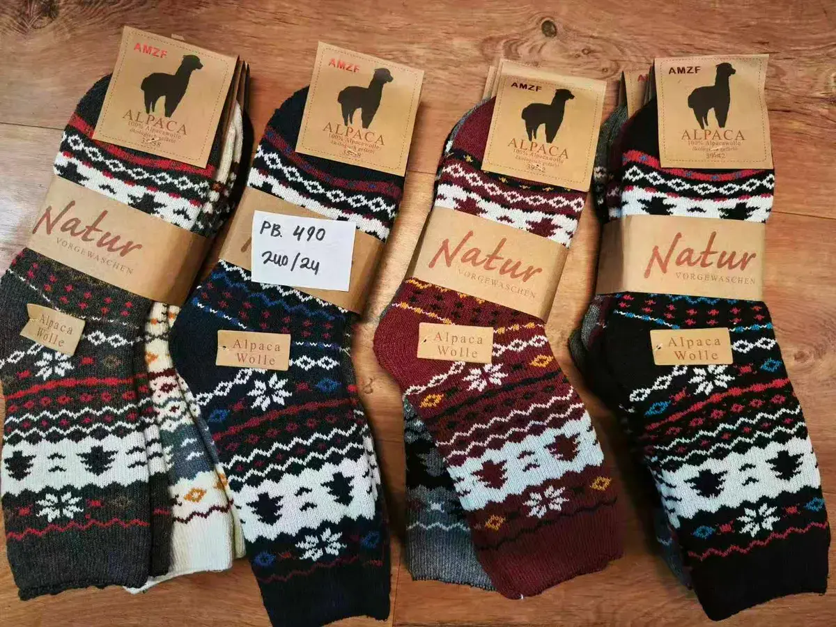 Skarpety Alpaca wełniane wzór zimowy mix kolorów 39-42