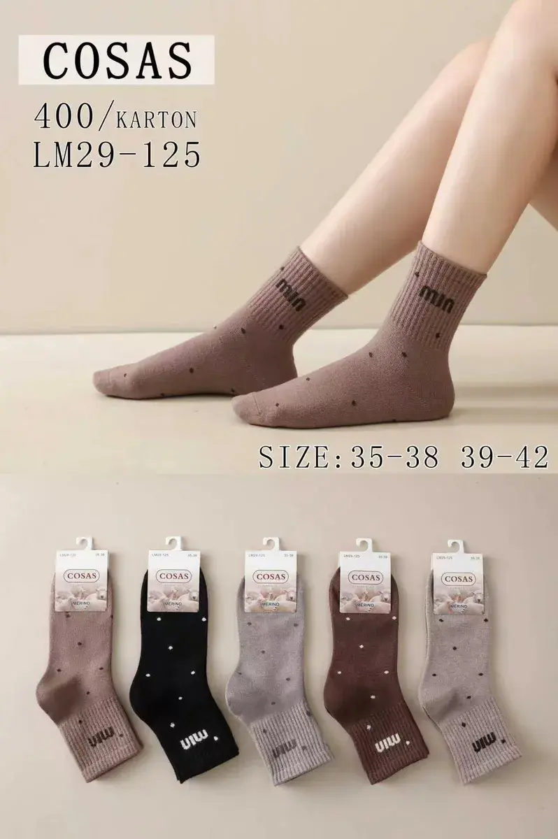 Skarpetki COSAS Merino w kropki 35-42 mix kolorów