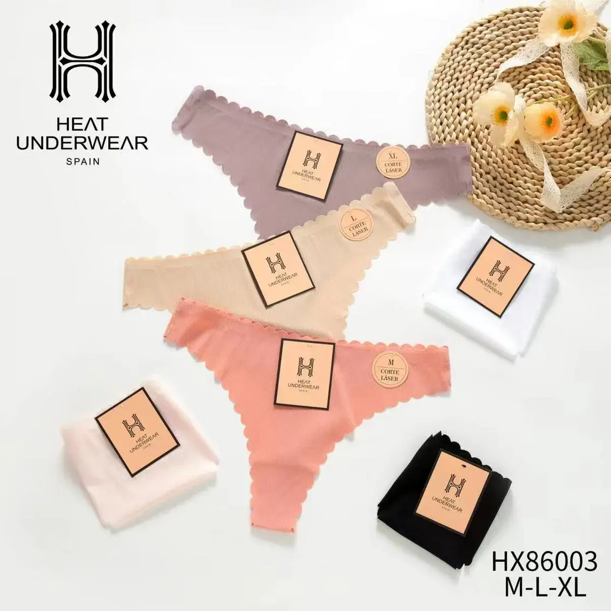 Heat Underwear damskie figi laserowe M-L-XL pastelowe kolory