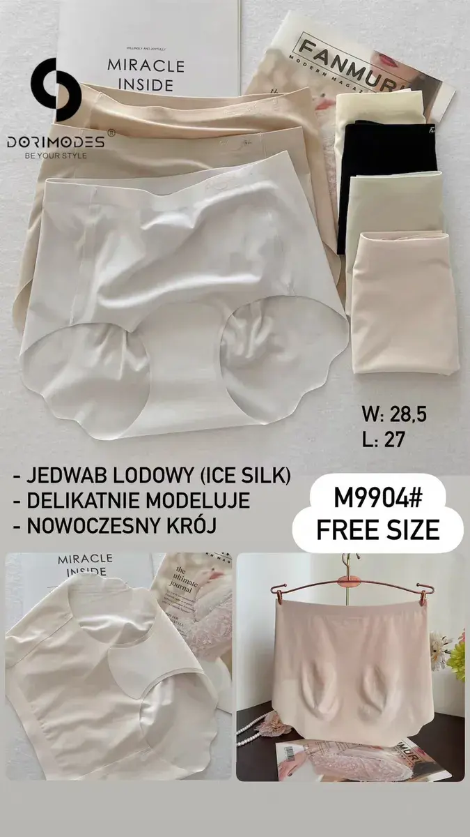 Majtki damskie Ice Silk beżowe i czarne, modelujący krój