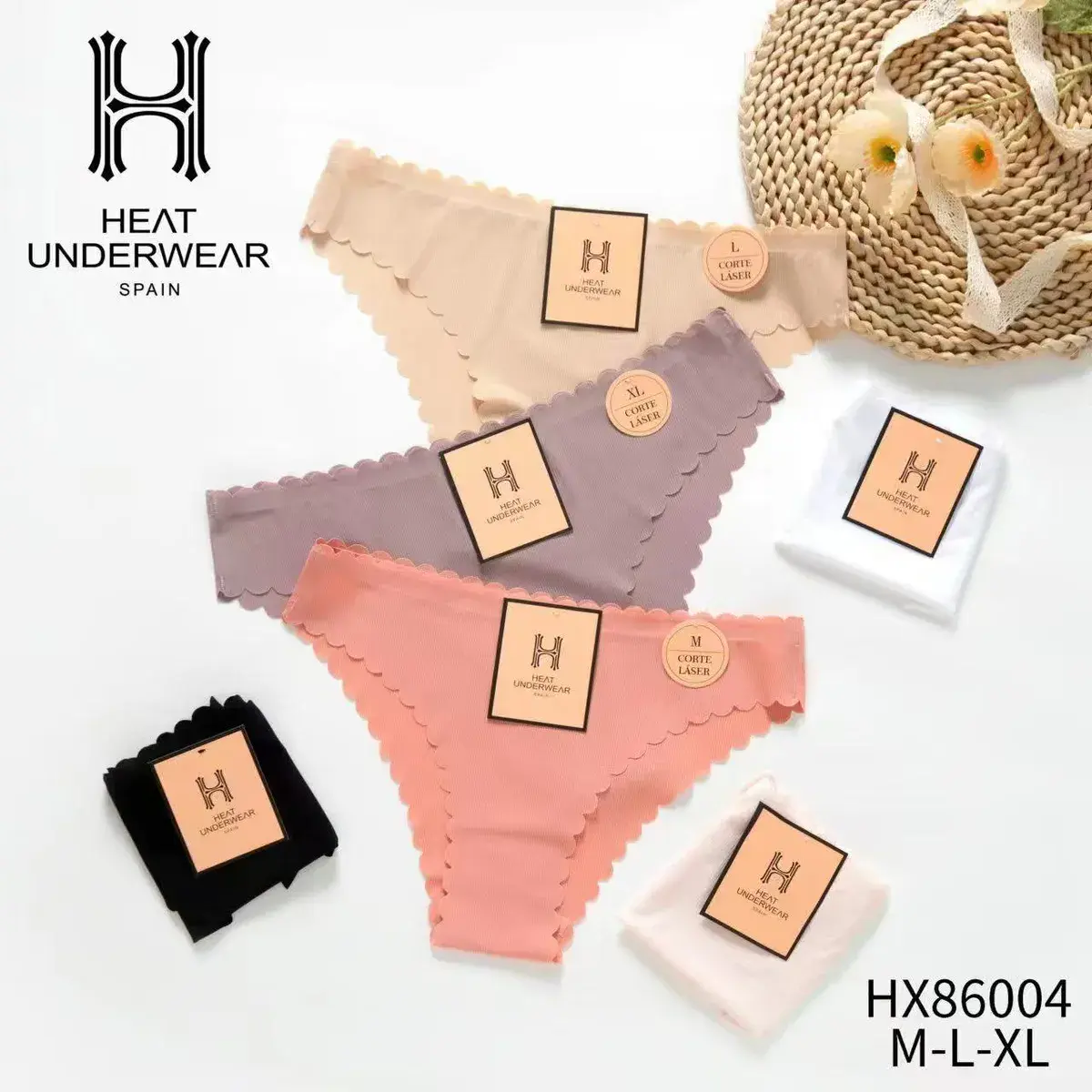 Heat Underwear Figi Laserowe Brzoskwiniowe, Beżowe, Fioletowe M-XL