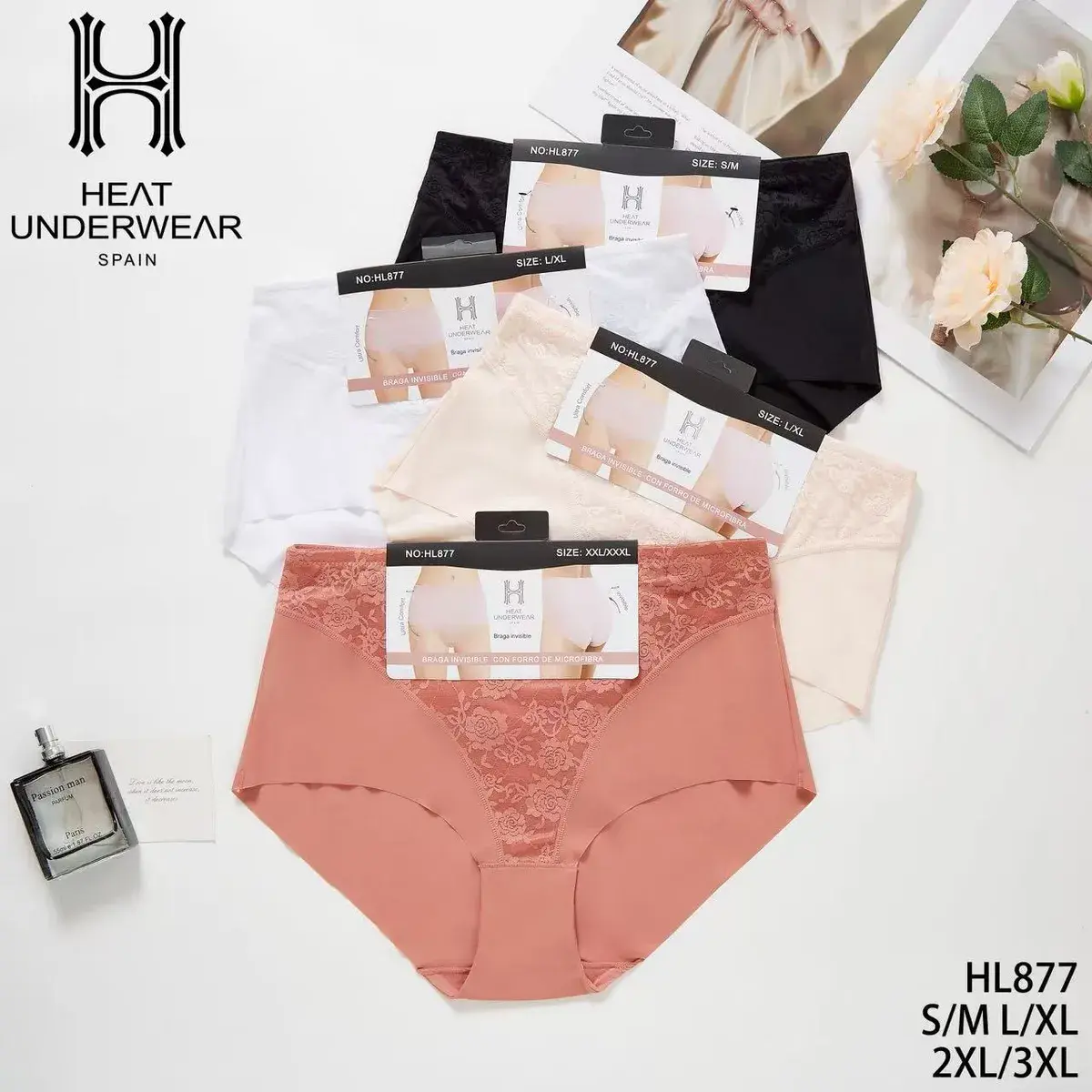 Majtki damskie Heat Underwear z koronką i mikrofibrą mix kolorów