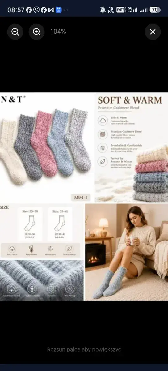 Miękkie skarpetki damskie Soft & Warm z kaszmirem 35-41