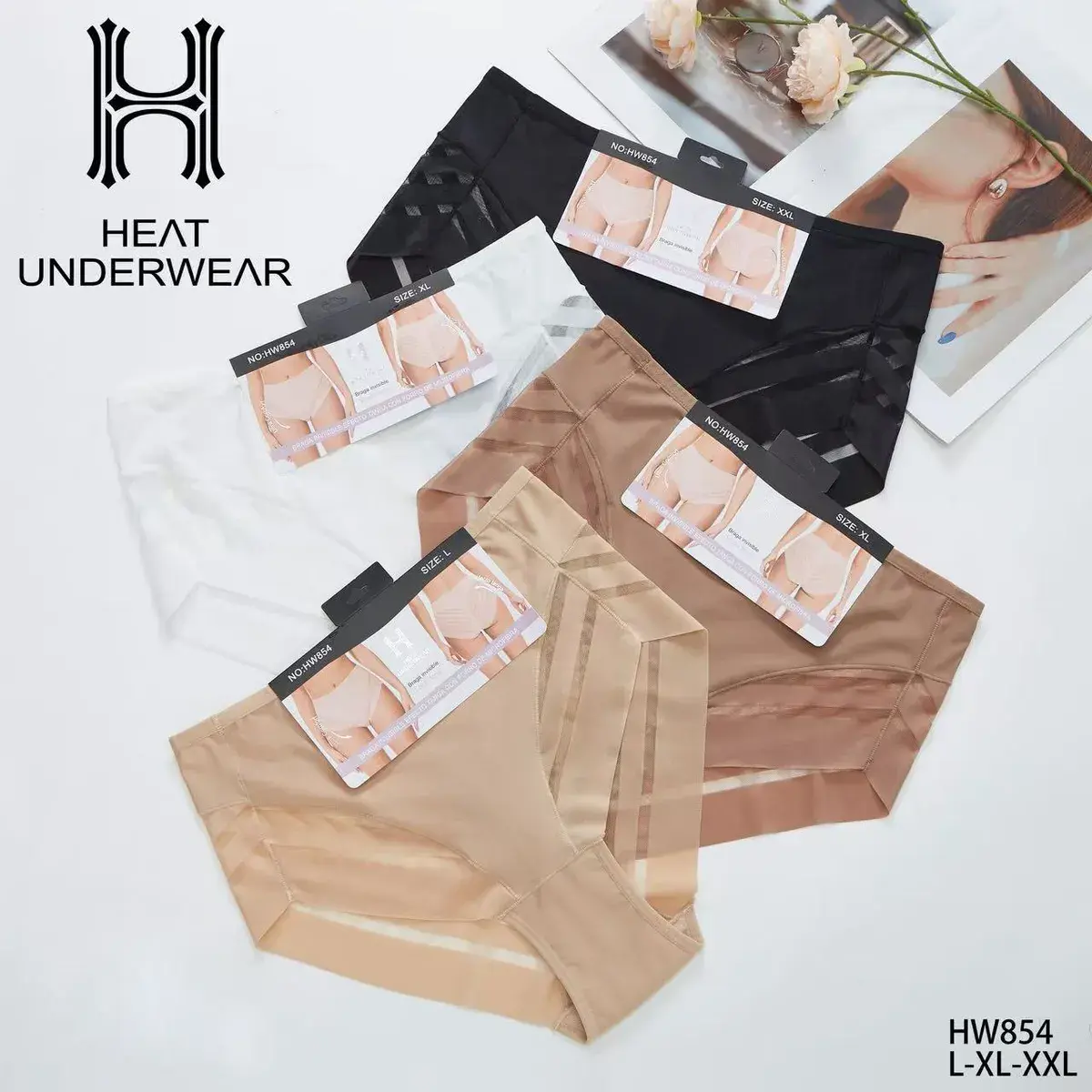 Majtki damskie Heat Underwear w kolorach beż, brąz i czarny