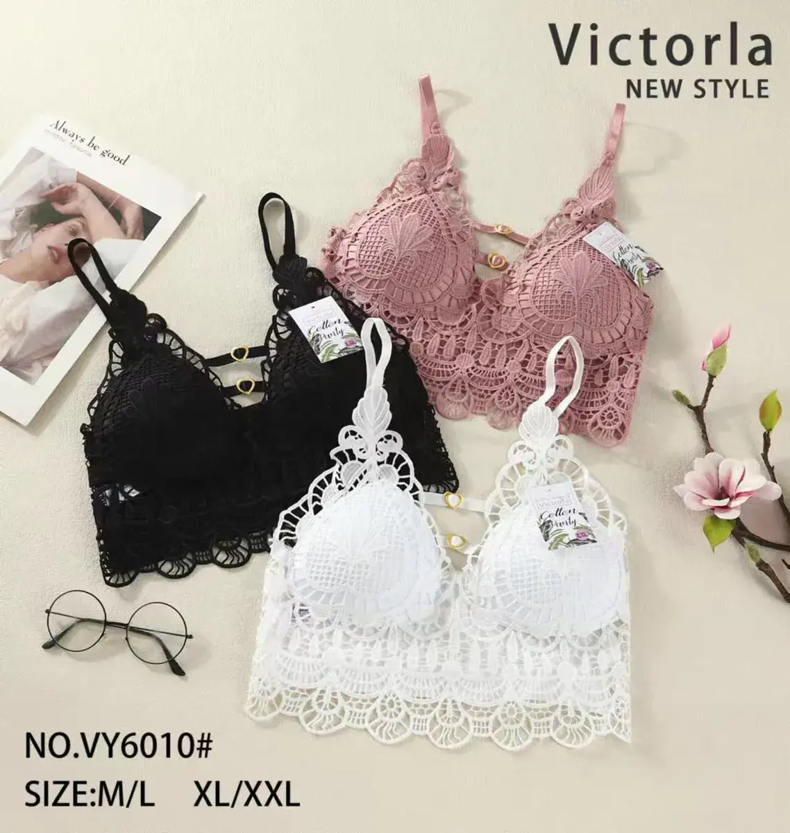 Koronkowy biustonosz Victoria New Style w trzech kolorach