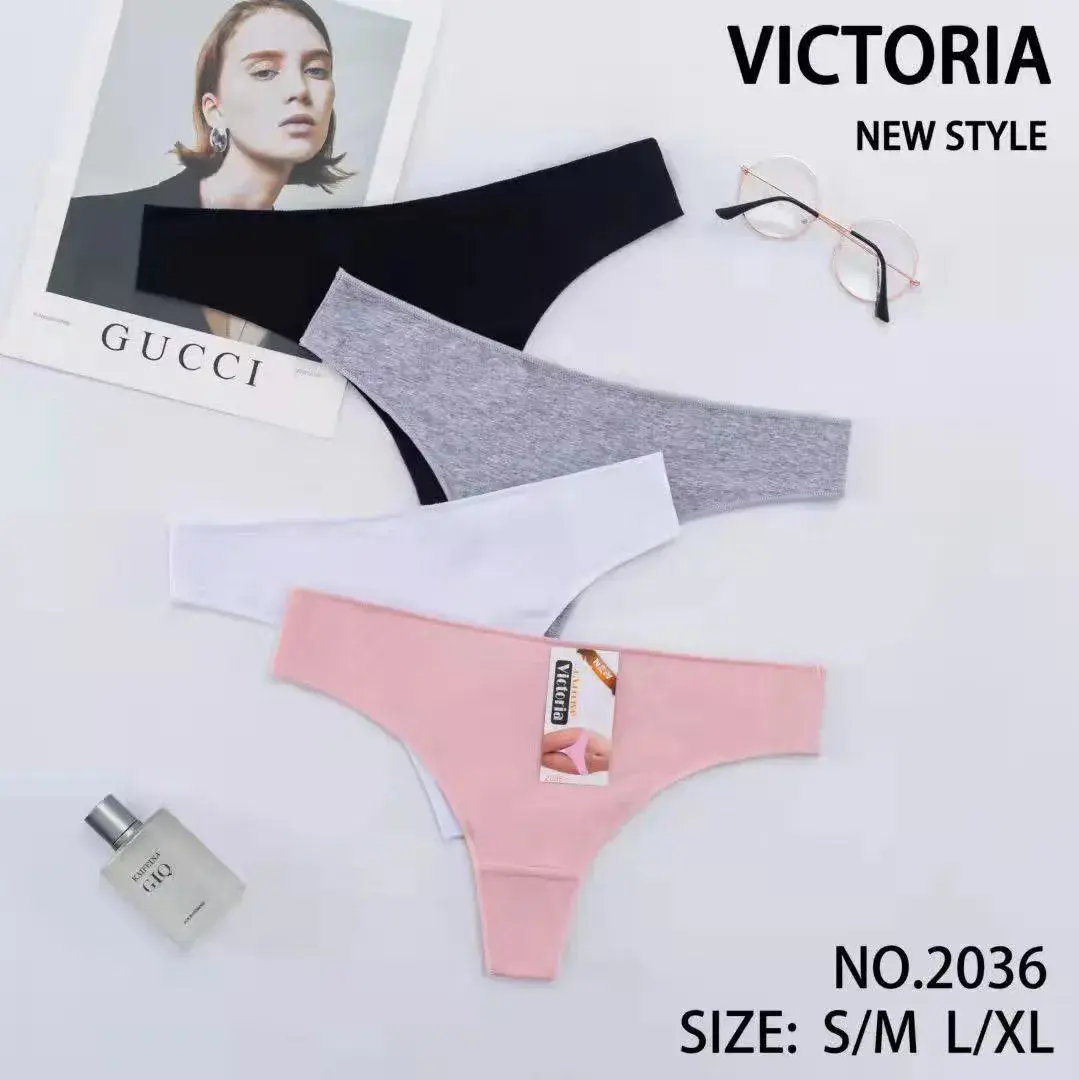 Victoria New Style Zestaw 4 szt. bawełnianych stringów S/M L/XL