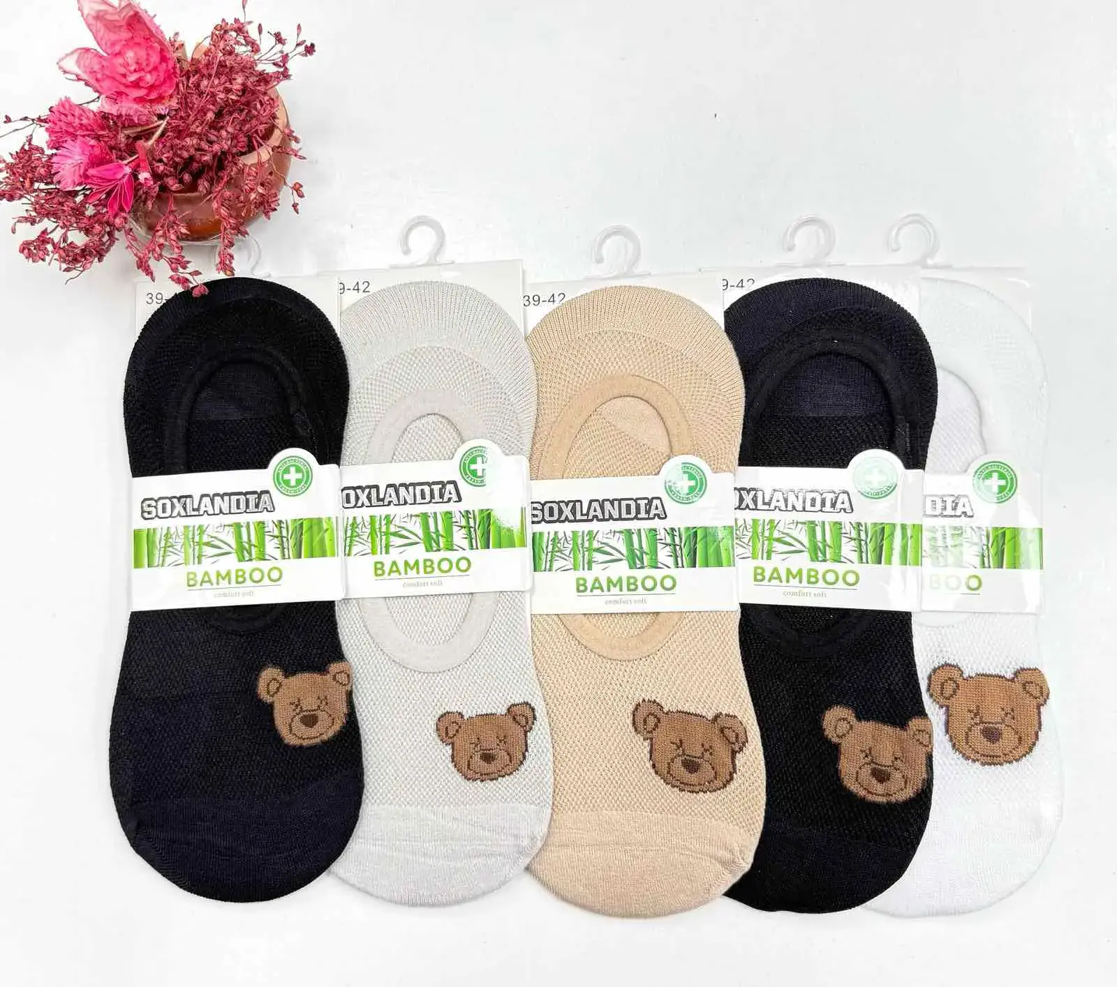 Skarpetki damskie bamboo z misiem 29-42, 5 par