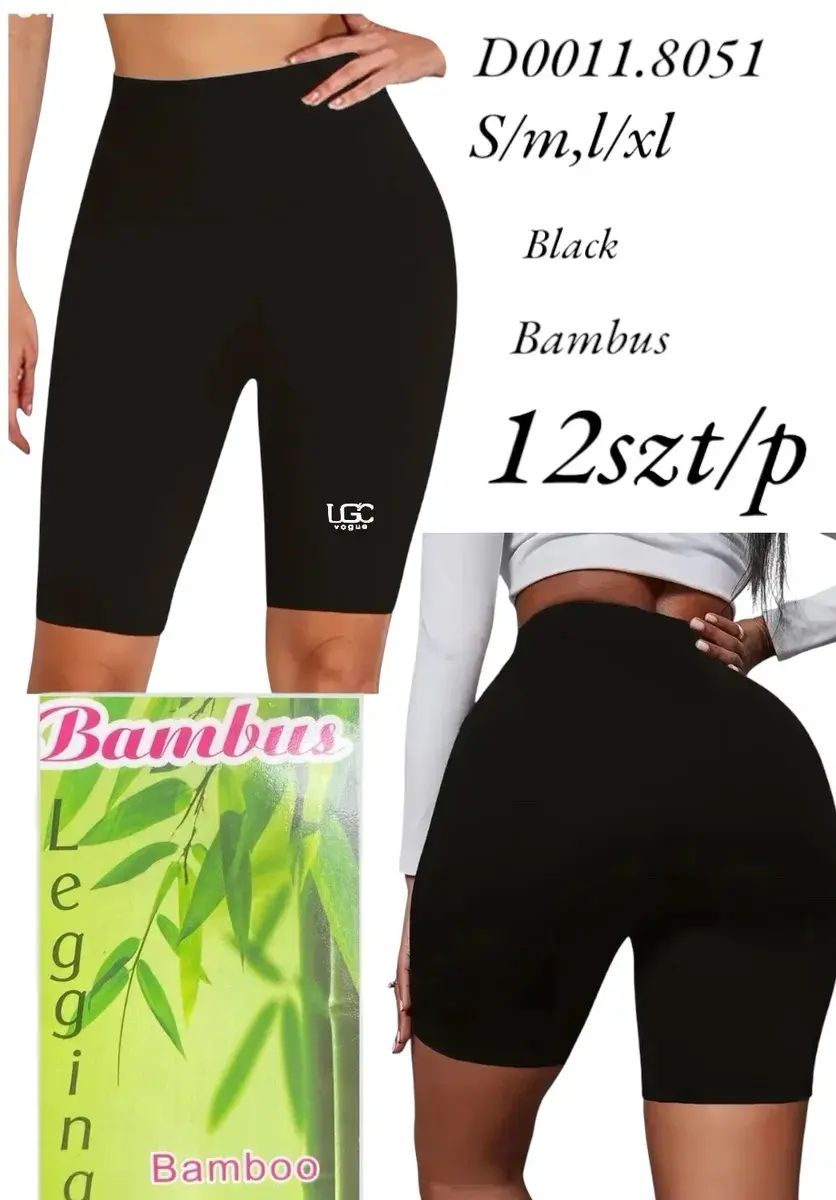Legginsy damskie czarne bambusowe S/M, L/XL 12 sztuk
