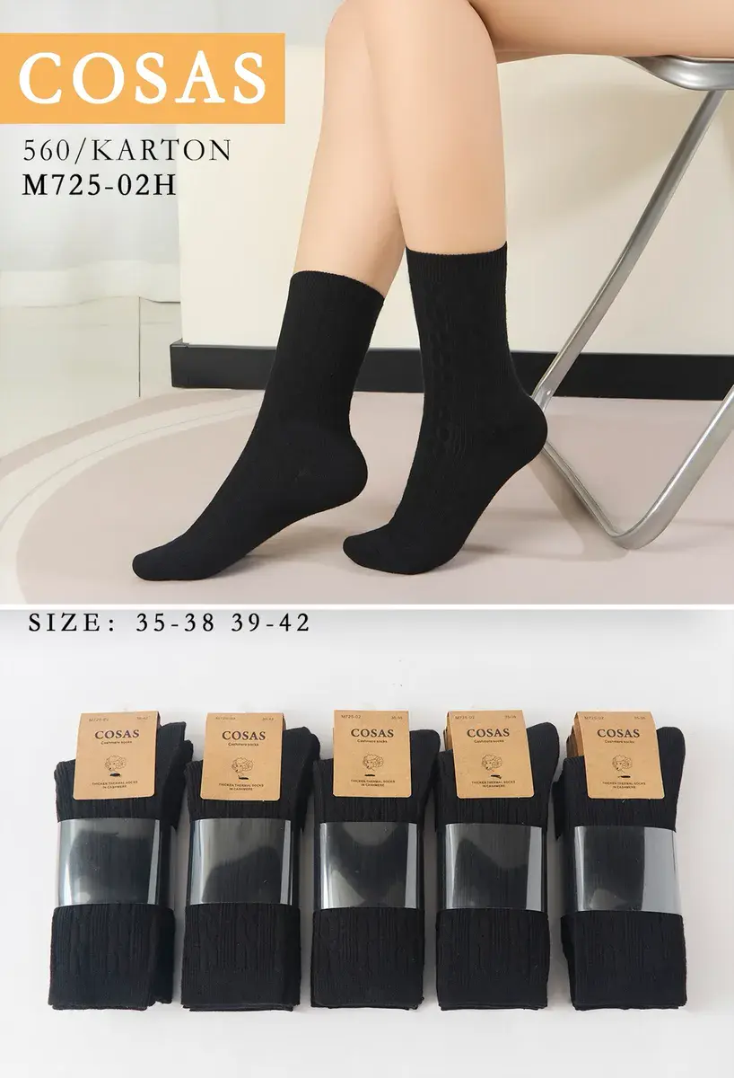 Czarne skarpety damskie COSAS grube termiczne 35-42