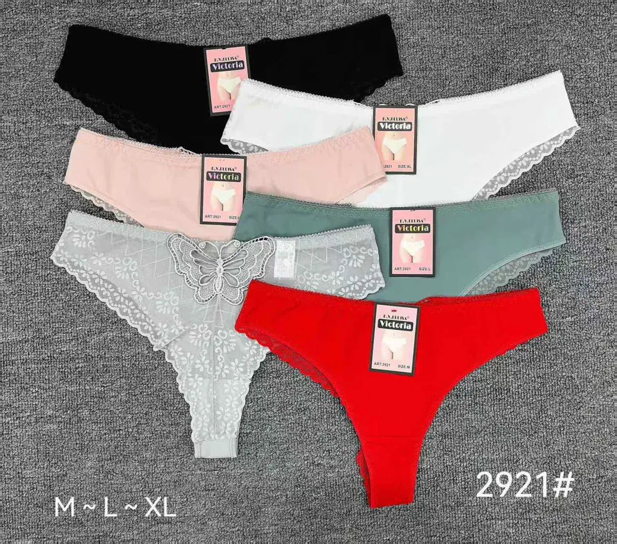 Majtki damskie Victoria mix kolorów M-L-XL koronkowe i gładkie