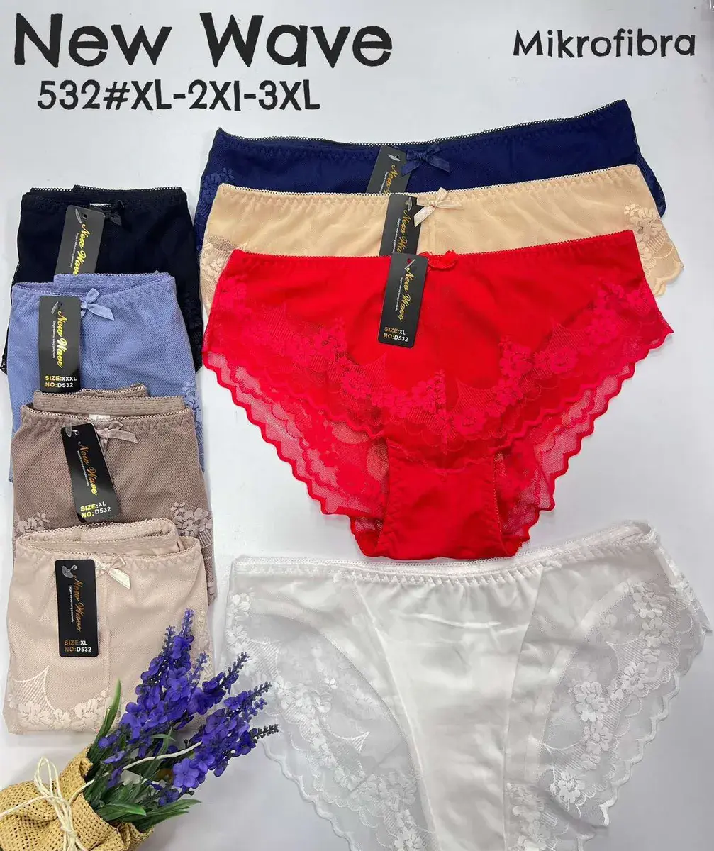 New Wave Figi Mikrofibra XL-3XL Kolorowe Koronkowe