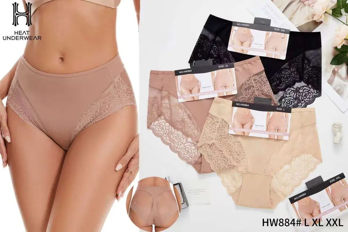Majtki damskie z koronką Heat Underwear beżowe i czarne