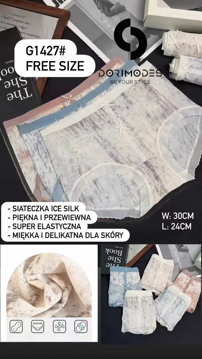 Majtki damskie siateczka Ice Silk pastelowe kolory uniwersalne