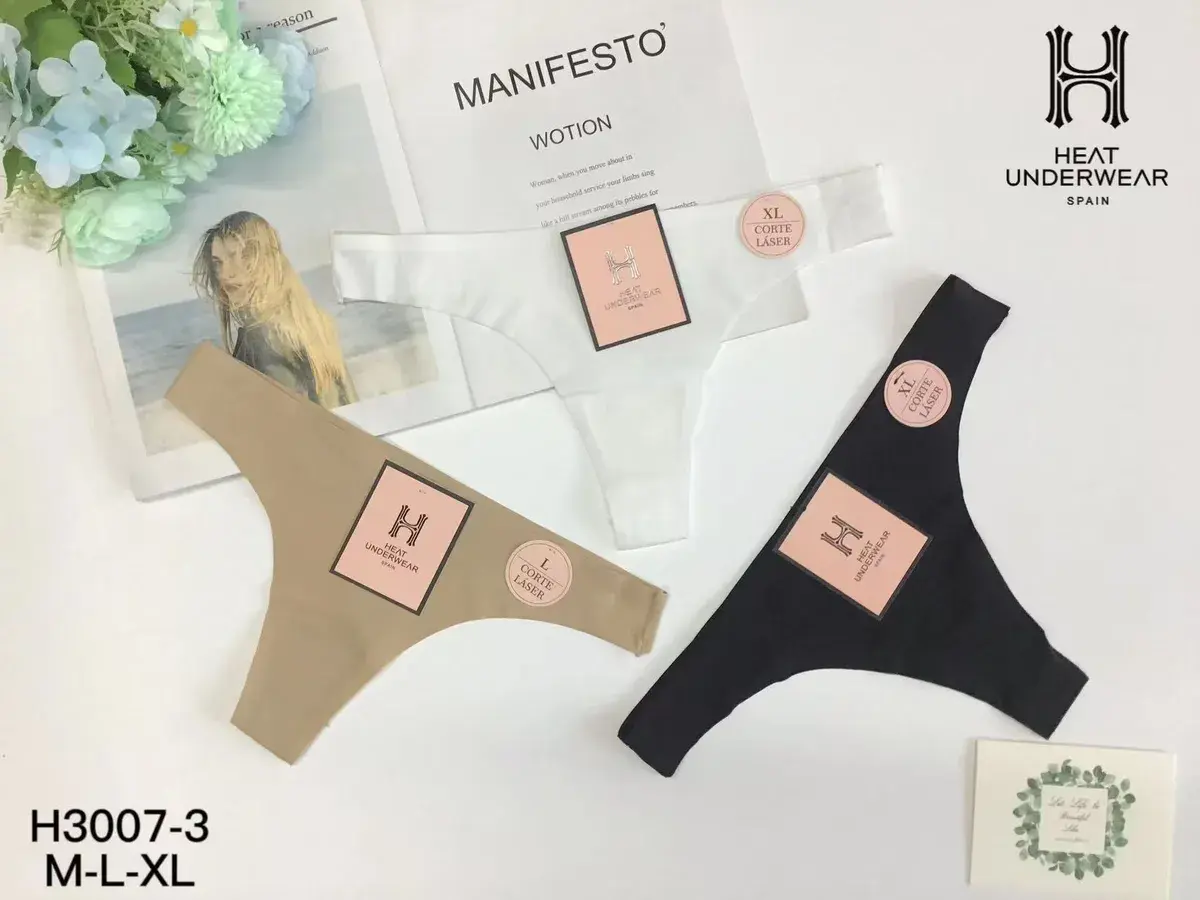 Majtki damskie Heat Underwear laserowe cięcie beżowe białe czarne