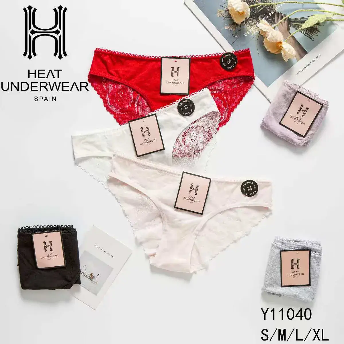Heat Underwear Majtki Koronkowe Bawełniane Mix Kolorów S-XL