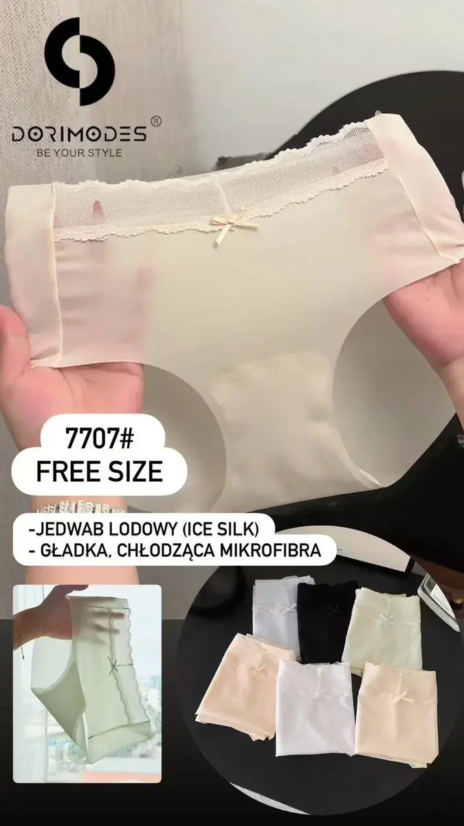 Majtki damskie z mikrofibry i koronki beżowe Free Size