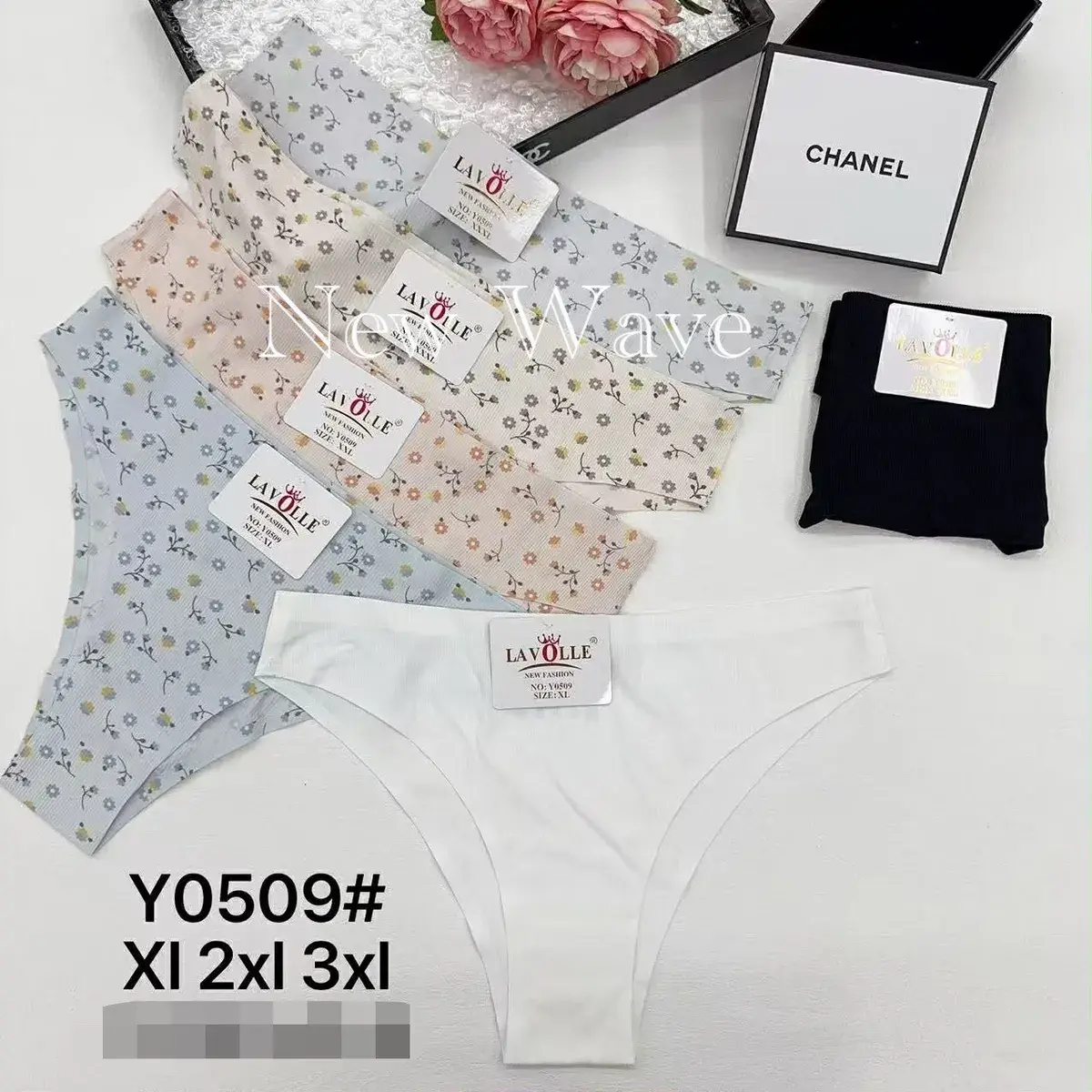 Majtki damskie LAVOLLE w kwiatowy wzór i gładkie XL-3XL