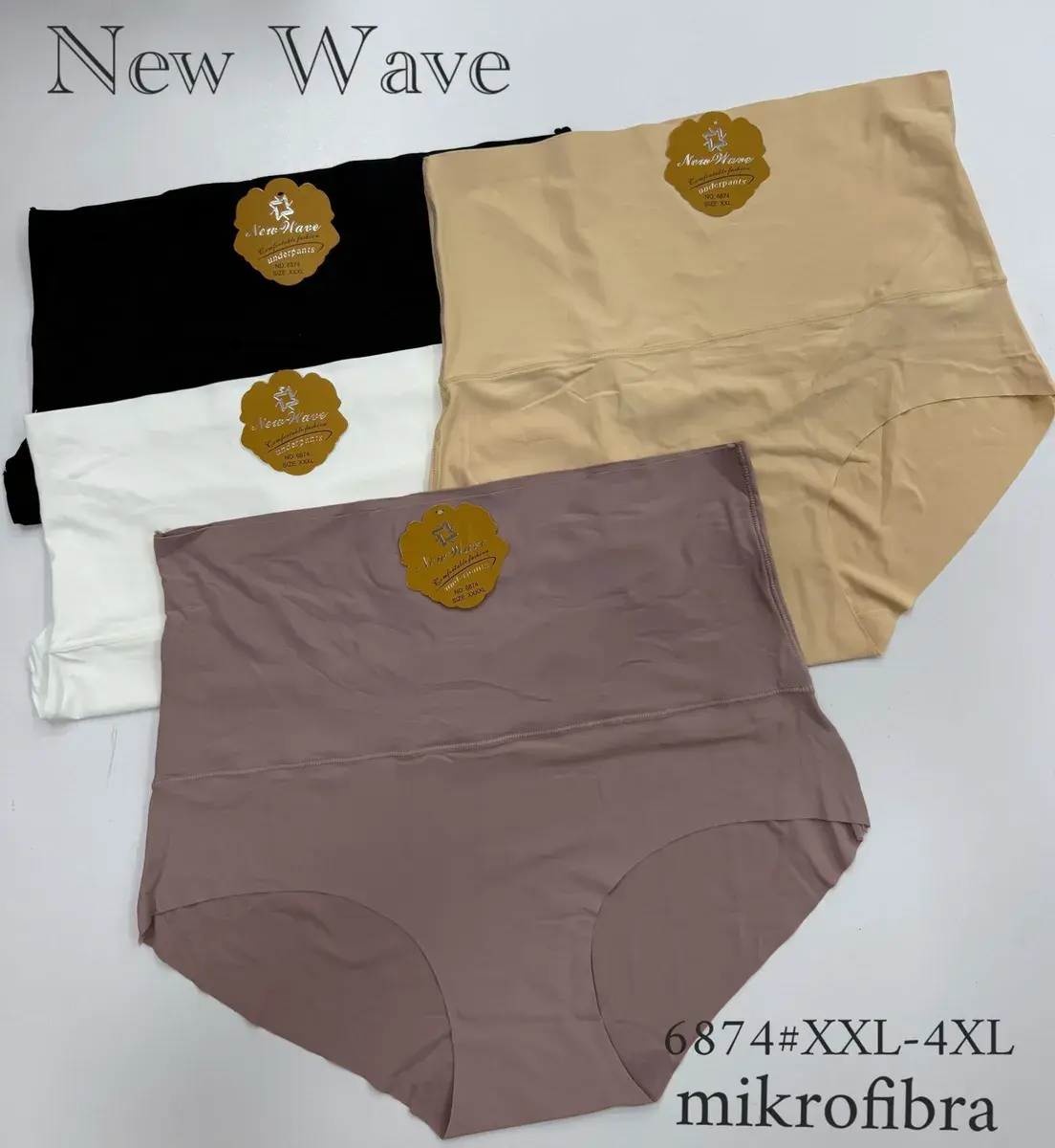 Majtki damskie New Wave mikrofibra XXL-4XL beżowe, czarne, białe, brązowe