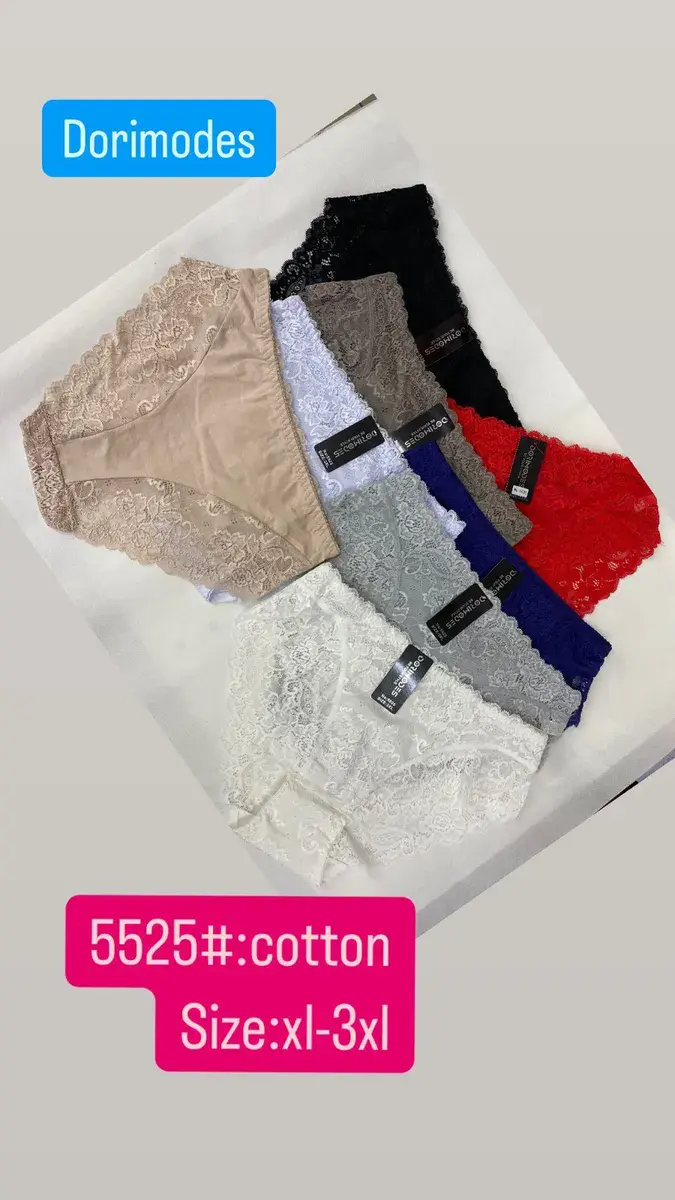 Majtki damskie bawełniane z koronką mix kolorów XL-3XL