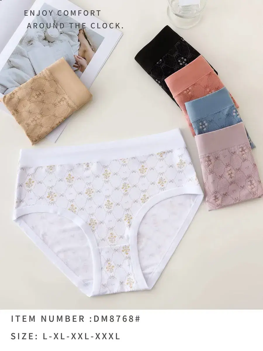 Majtki damskie z delikatnym wzorem, mix kolorów, rozmiary L-XXXL