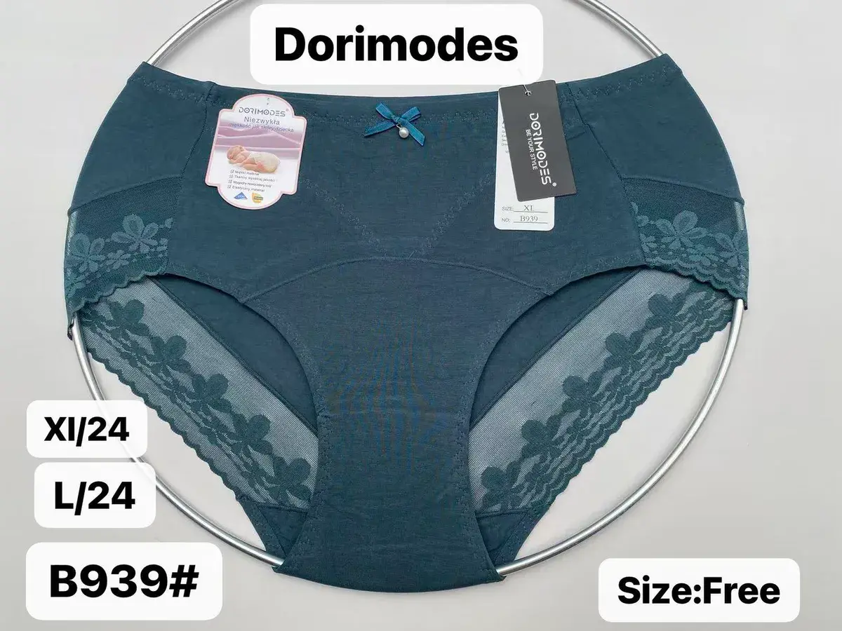 Majtki damskie Dorimodes granatowe z koronką rozmiar L