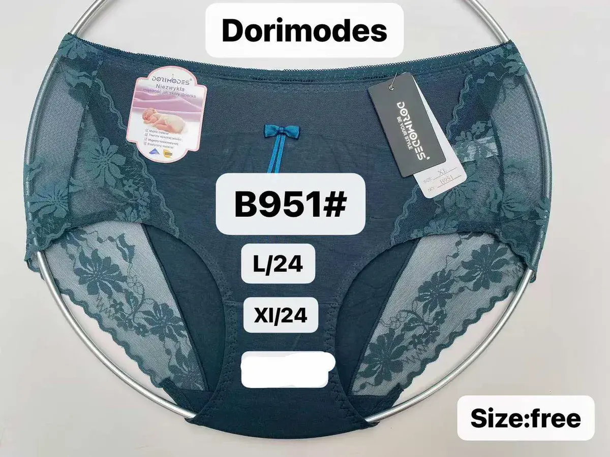 Majtki damskie Dorimodes XL granatowe z koronką i kokardką