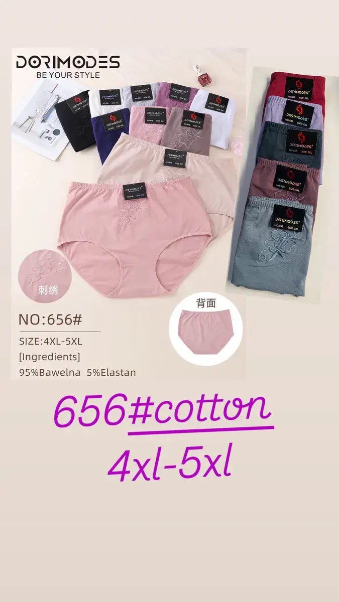 Majtki damskie Dorimodes 4XL-5XL bawełniane z haftem