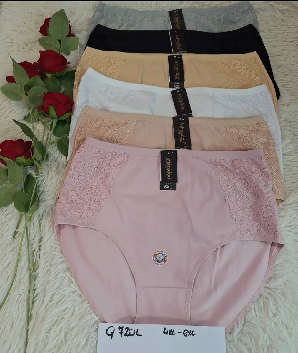 Majtki damskie bawełniane z koronką 4XL-6XL pastelowe kolory