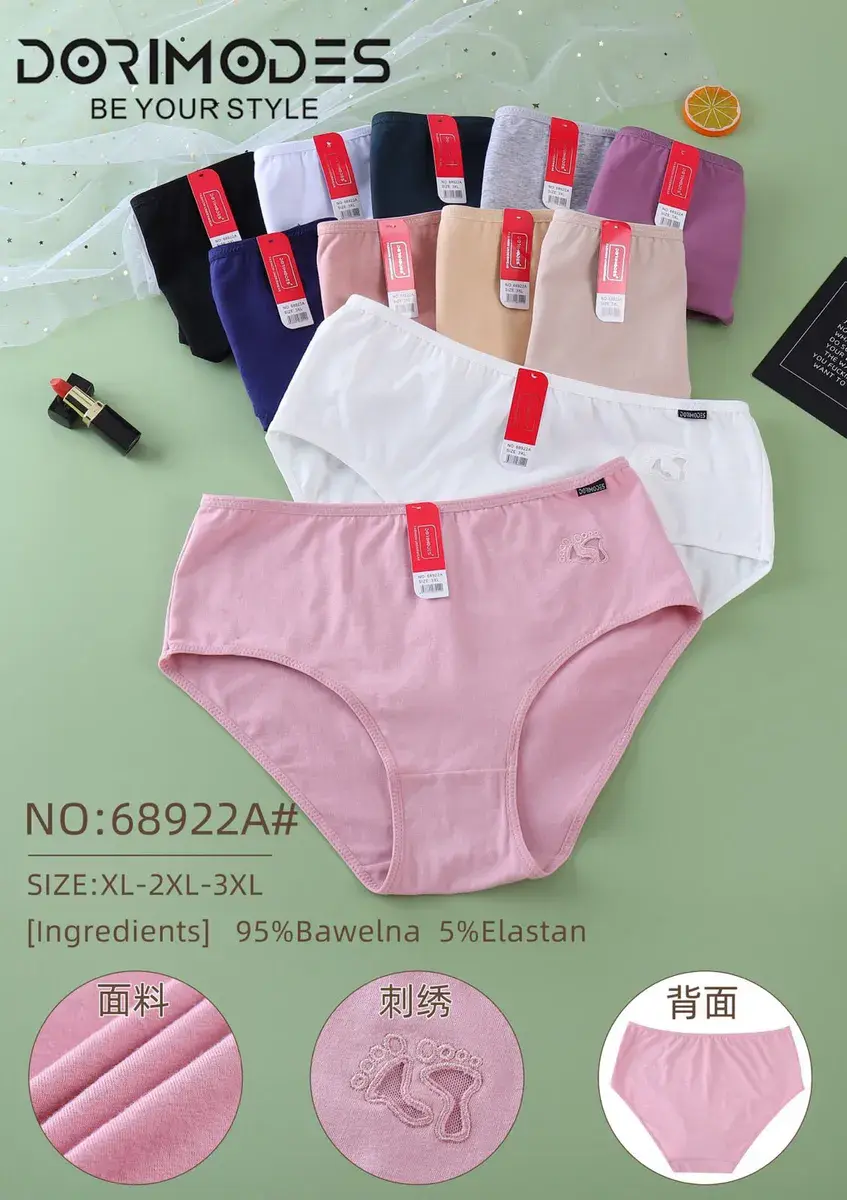 Majtki damskie bawełniane z elastanem pastelowe kolory XL-3XL