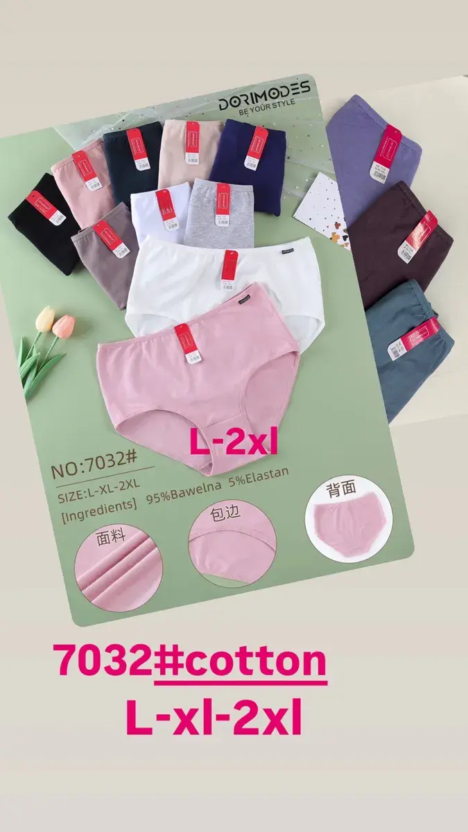 Majtki damskie bawełniane 95% bawełna 5% elastan L-2XL