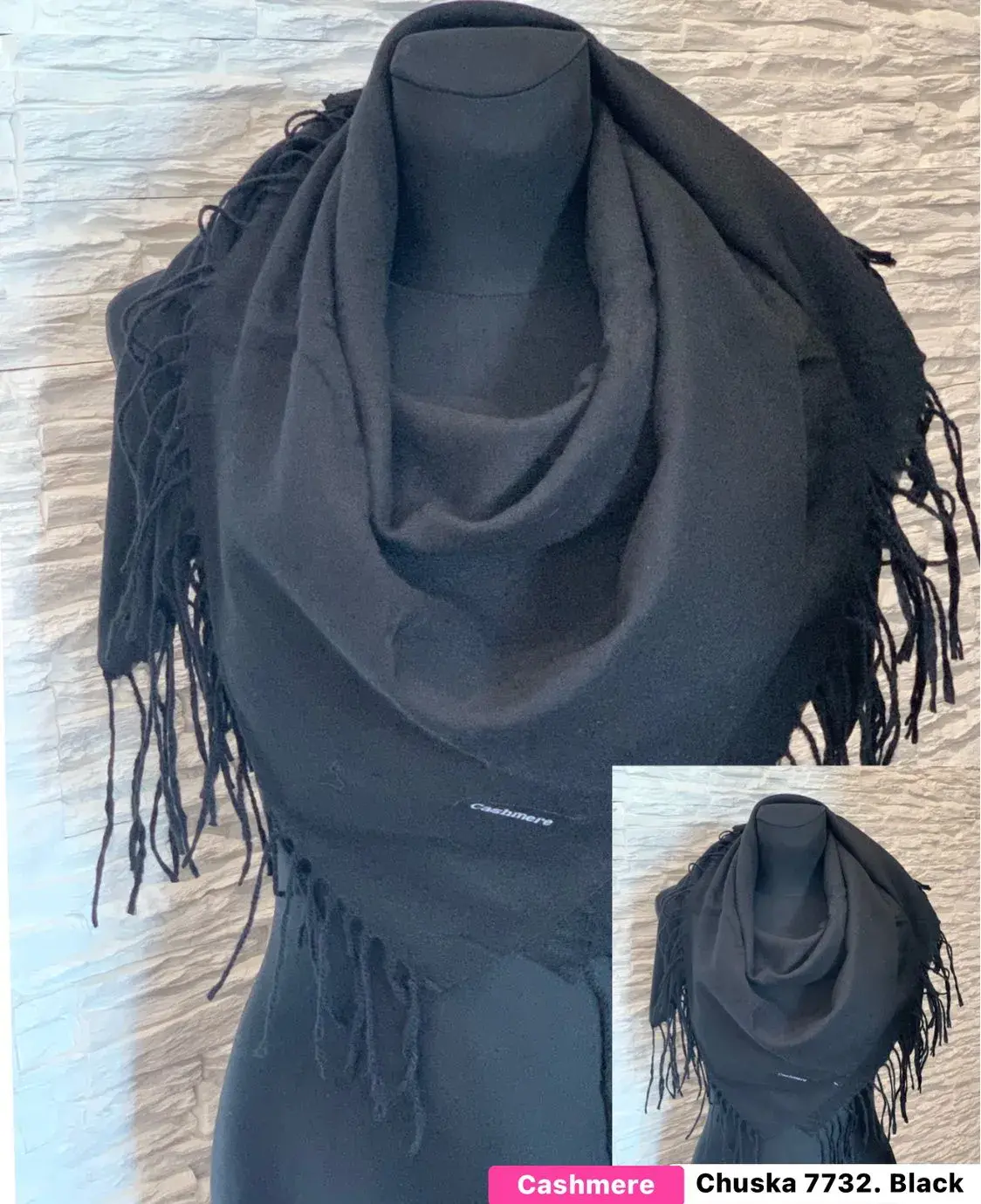 Szal damski Cashmere czarne W10226-76