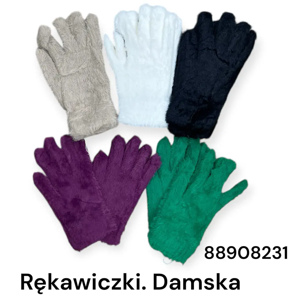 Rękawiczki damskie futerkowe kolorowe mix 5 par