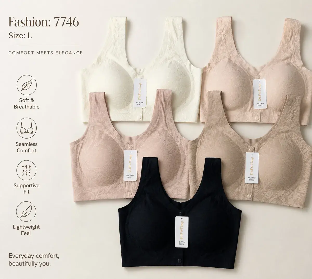 Biustonosz bezszwowy Comfort Fit w 5 kolorach, rozmiar L