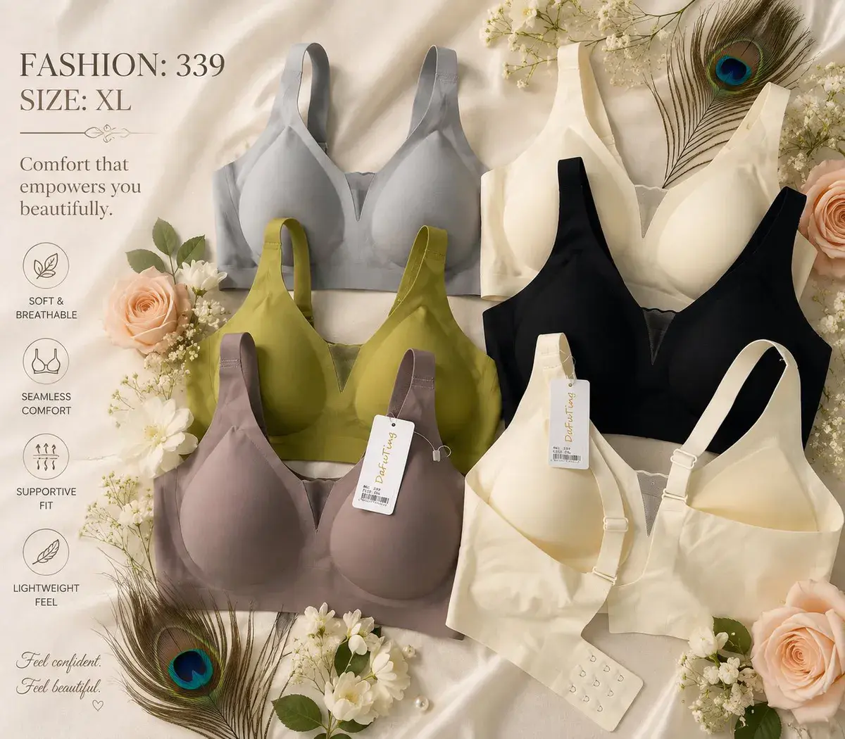 Biustonosz bezszwowy Comfort FASHION 339 rozmiar XL mix kolorów