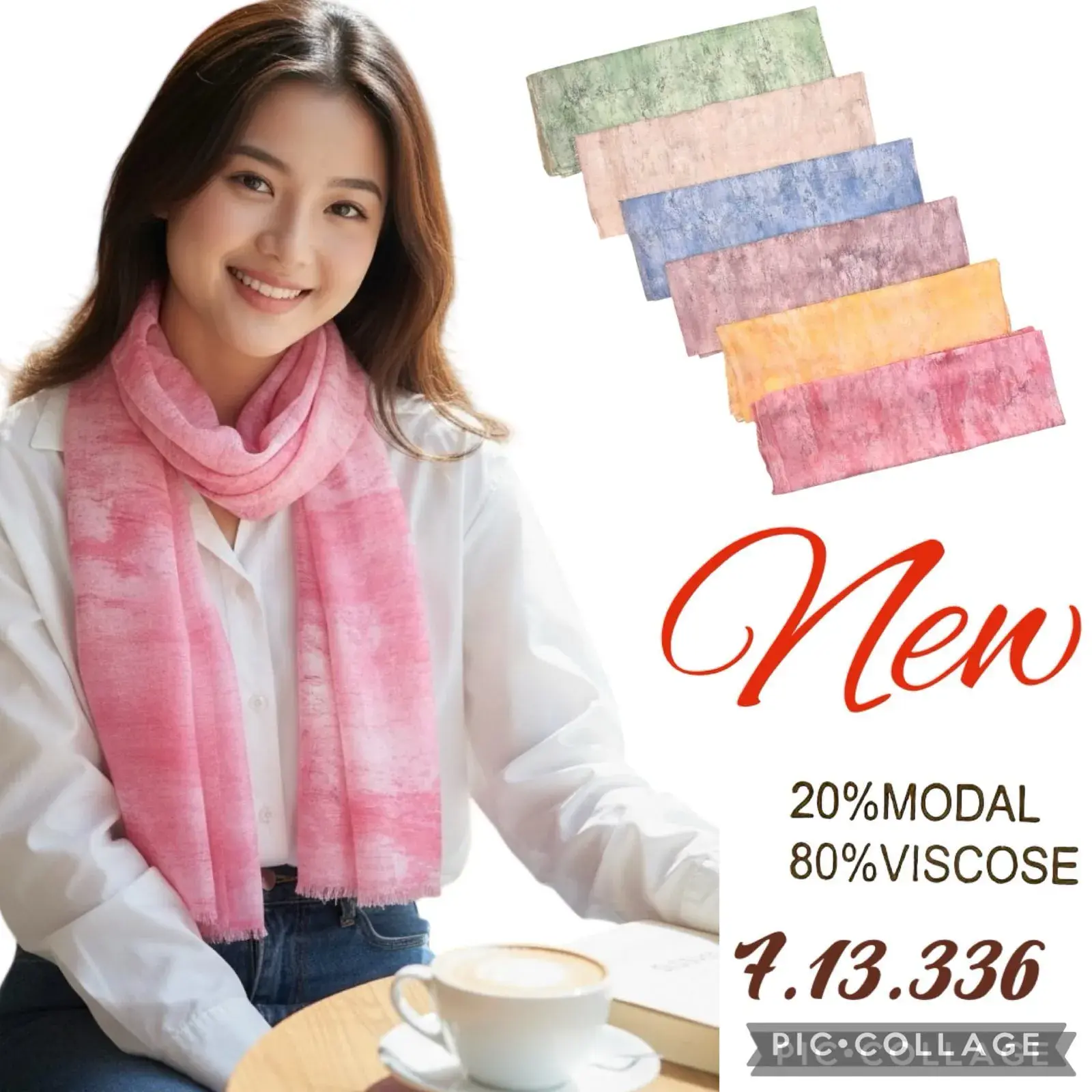 Szaliki damskie 20% modal 80% wiskoza W60326-186