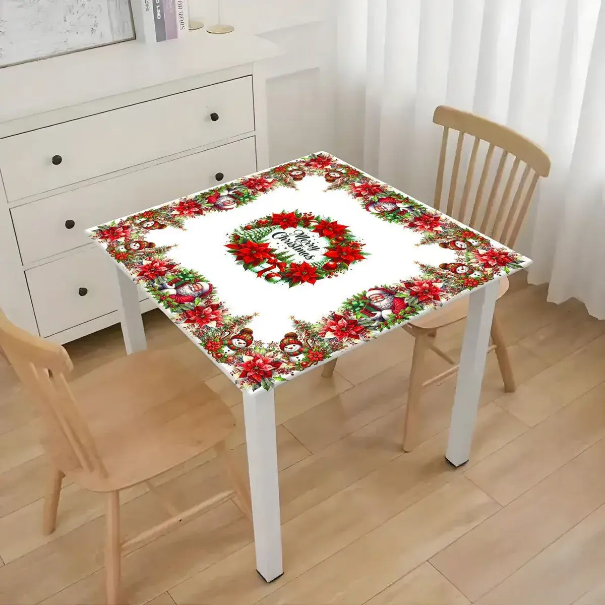 Obrus świąteczny 85x85 cm z motywem bożonarodzeniowym