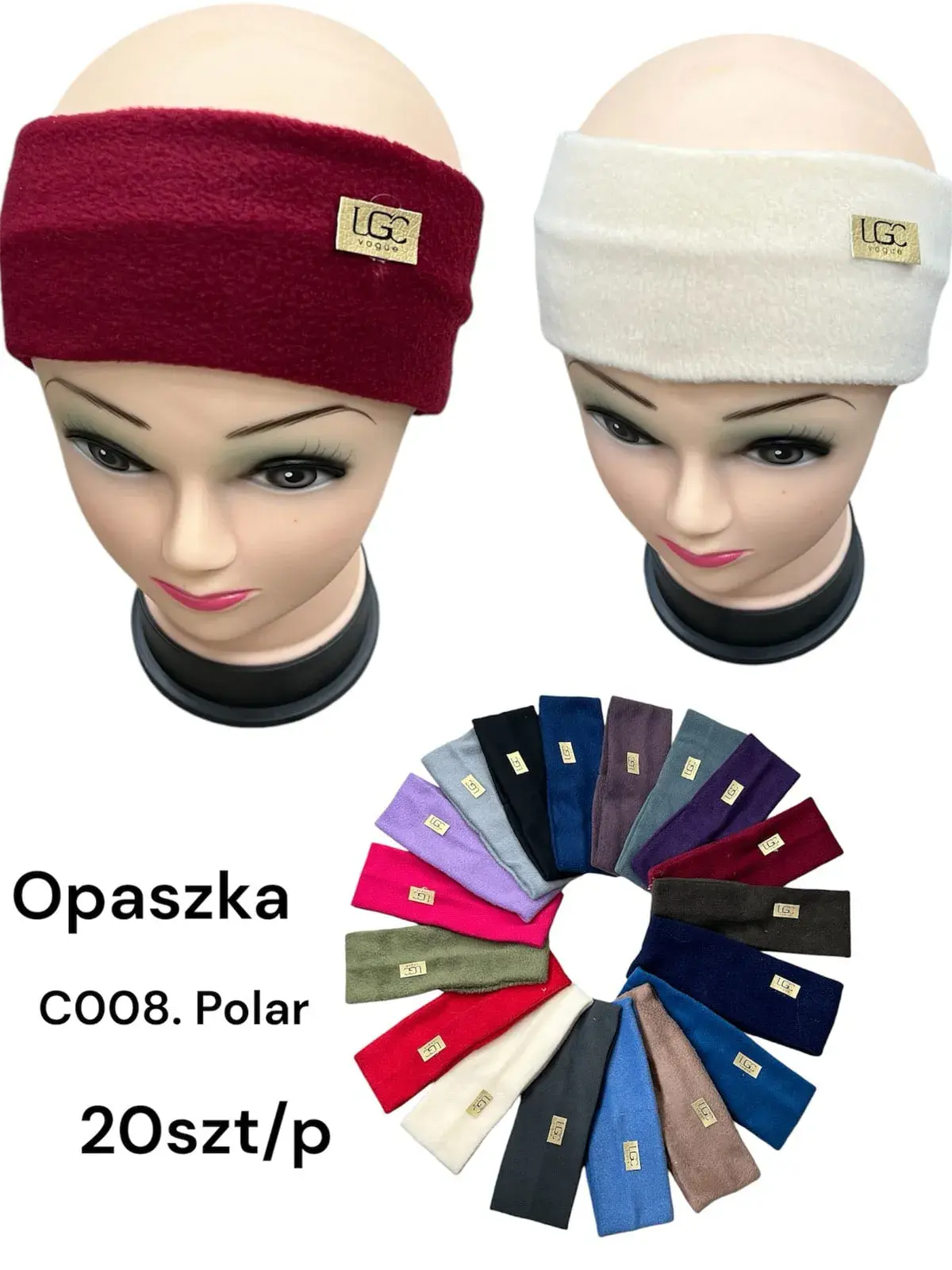 Opaska damska ALPAKA polarowa LGC Vogue mix kolorów 12 szt.