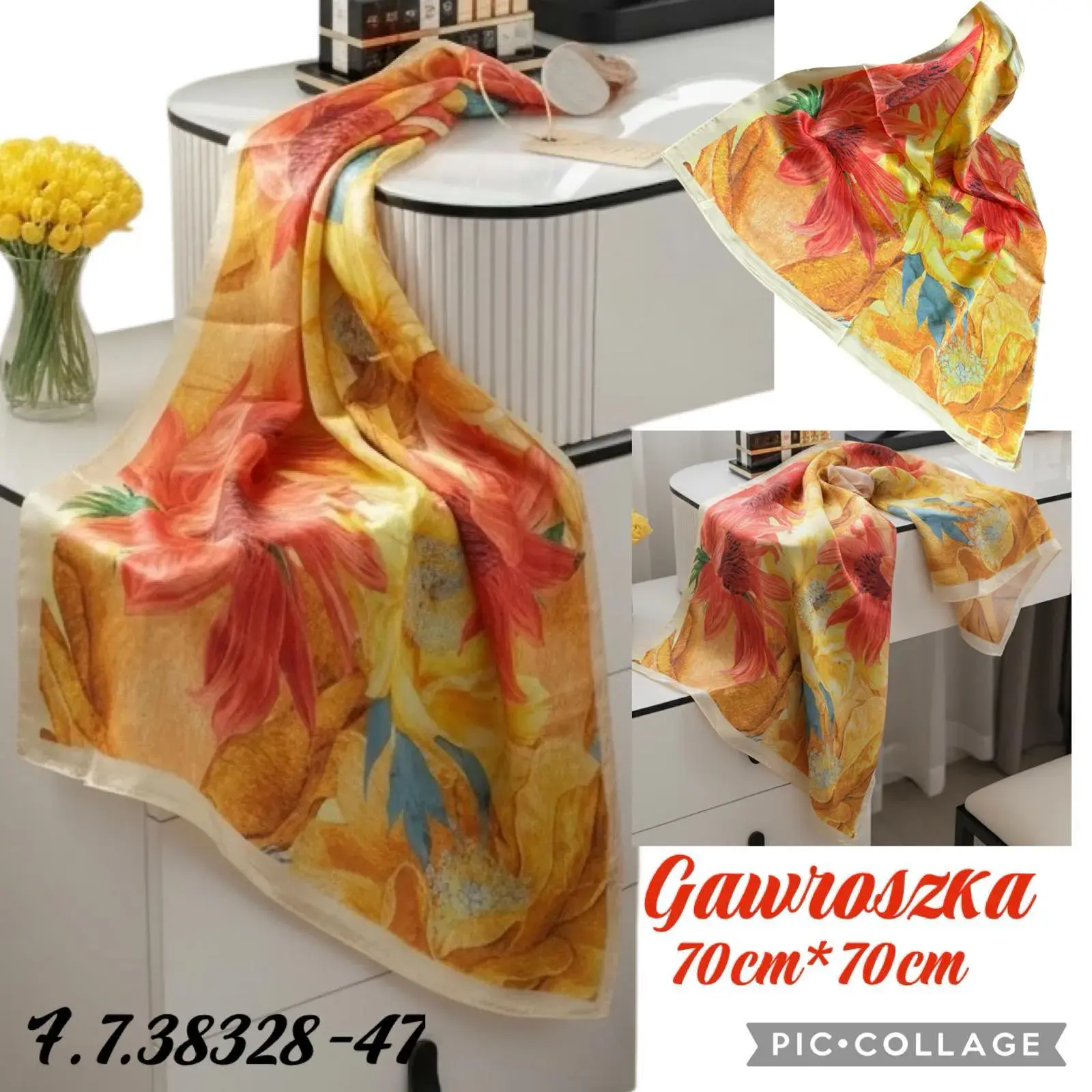 Chusta damska Gawroszka 70cm x 70cm kwiatowy print