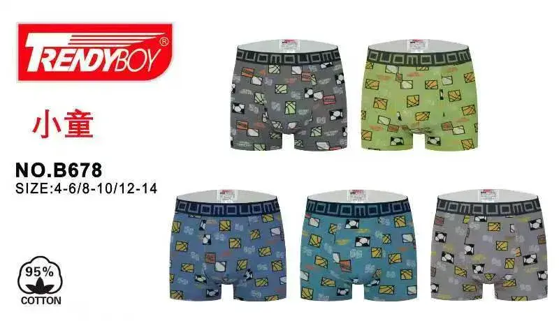 Bokserki dziecięce TrendyBoy z bawełny 95% wzór geometryczny