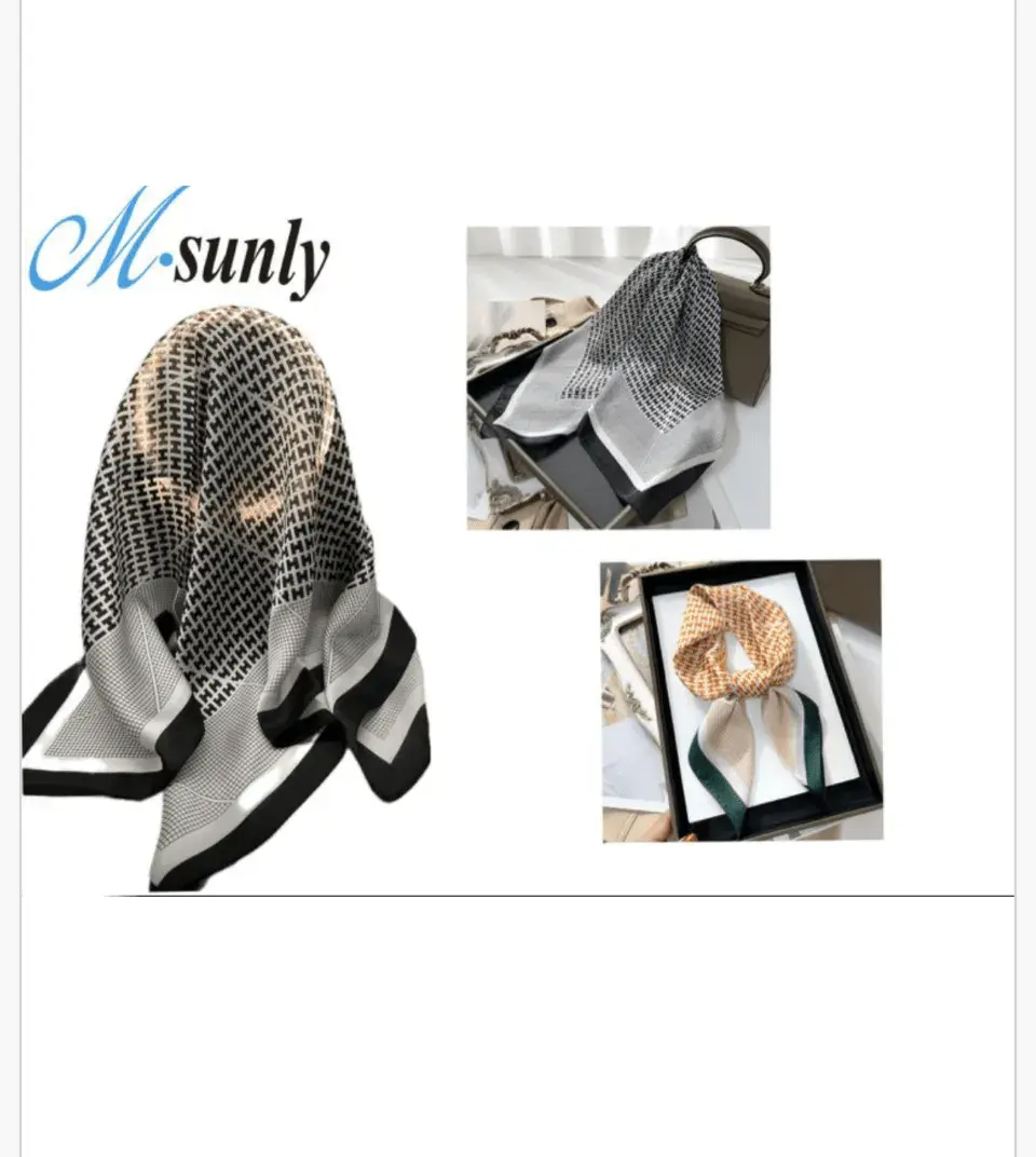 Chusta do włosów wzorzysta czarno-biała M-sunly, wzór geometryczny