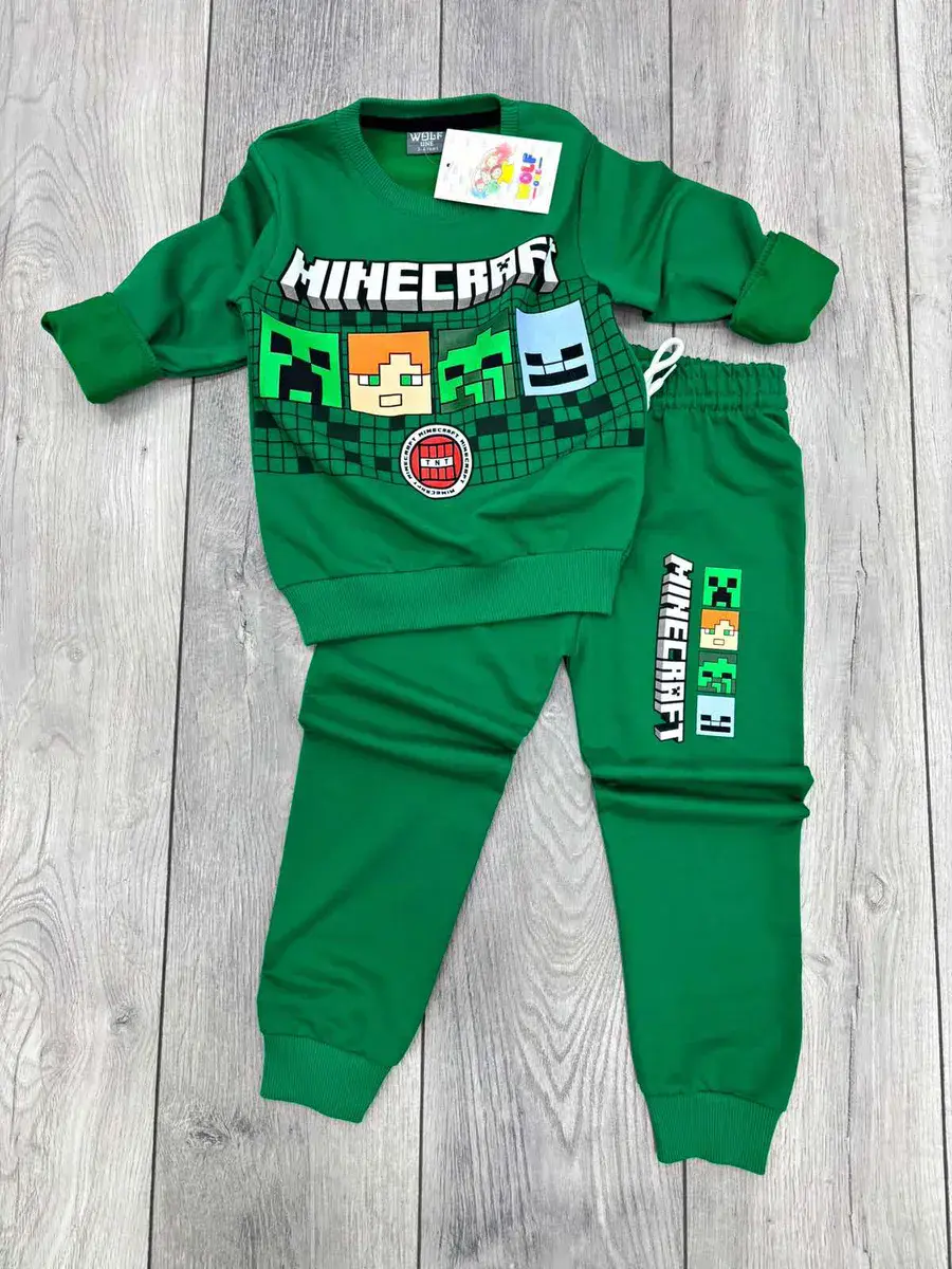 Zielony komplet dresowy Minecraft dla dzieci 3-10L