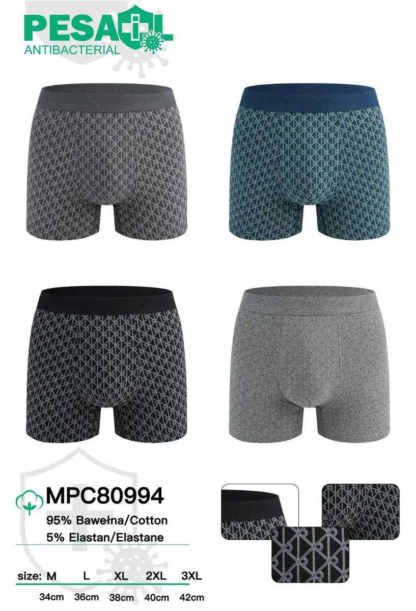 Bokserki męskie MPC80994 bawełniane z elastanem wzór geometryczny